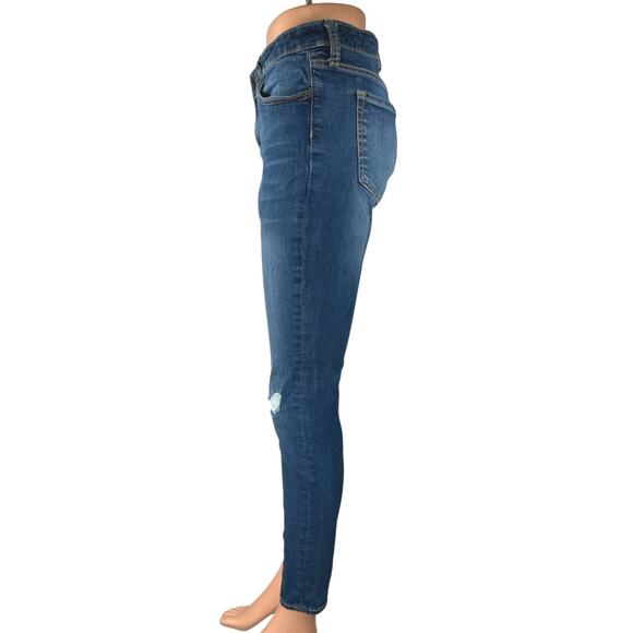 Gap Women's Blue Mid Rise Sculpted Legging Distressed Skinny Denim Jeans Size 8 - Picture 2 of 6